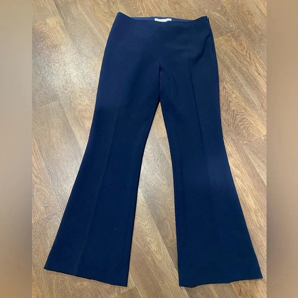 Trina Turk CHIMAYO PANT High Waist Flare Leg Trousers Navy Blue Size 4 - Picture 2 of 12